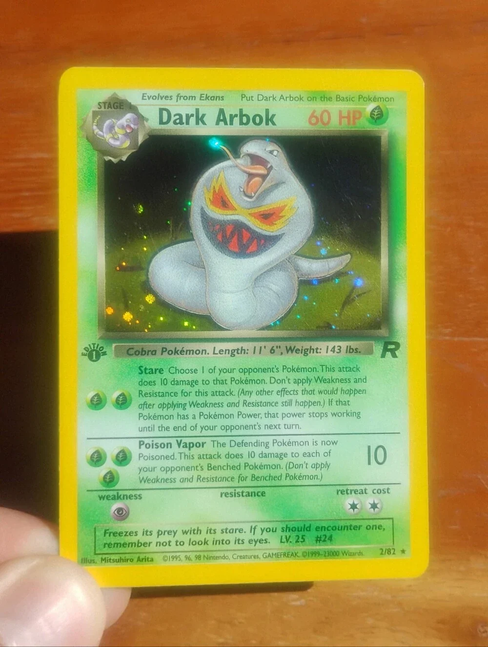 LP WOTC 2000 1st Edition Holo Dark Arbok 2/82 Team Rocket Set Pokemon Card
